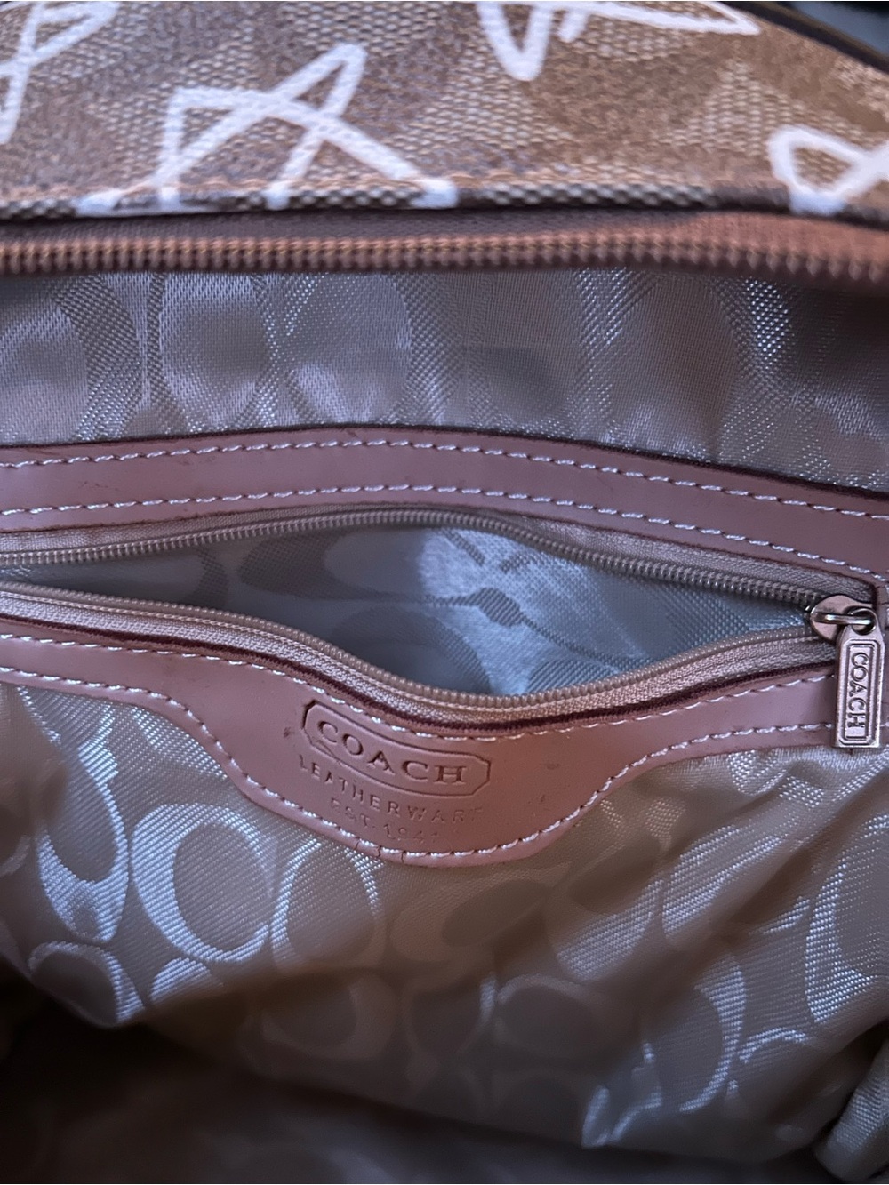 Coach Brown Mini Backpack with White Star Print - Picture 5 of 7